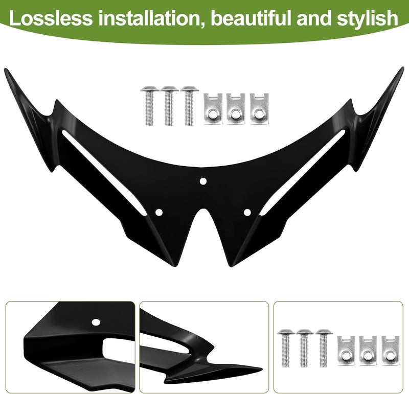 XIDAODIT for Kawasaki Ninja 500 Z500 Ninja500 Motorcycle Front Fairing Winglet Aerodynamic Spoiler Beak Nose Cone Extension Fixed Wing Kit (Black) - Image 5